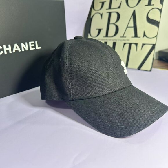 CHANEL Black Cap with Silver Logo - Picture 3 of 8